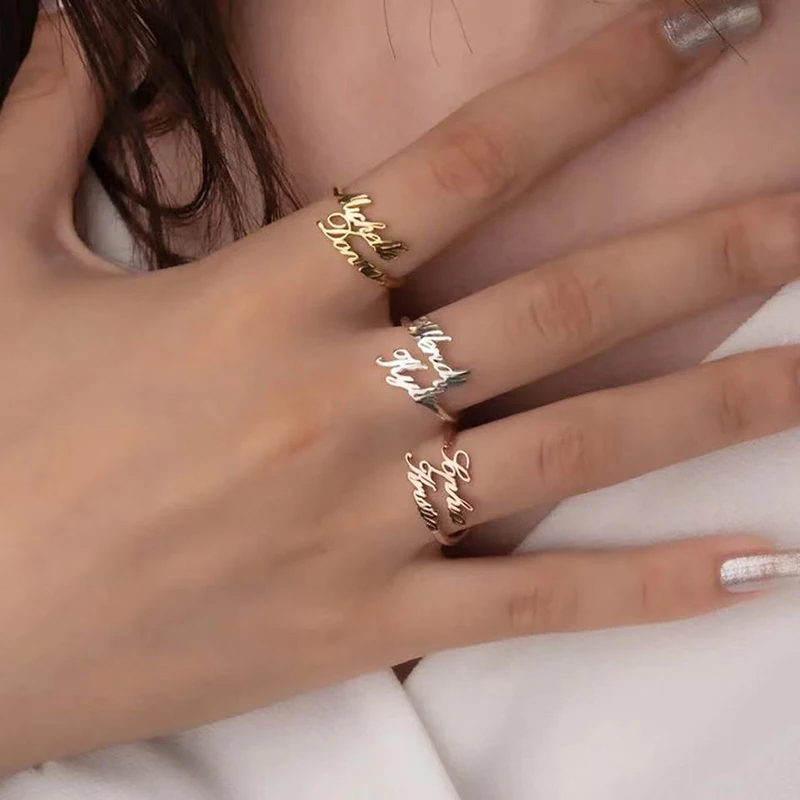 定制DIY双名字开口戒指