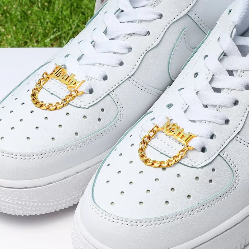 私人定制DIY英文字母名字鞋扣个性创意带链条钛钢不褪色时尚脚饰