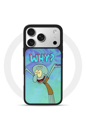 ins复古章鱼哥Why 电镀银黑边适用苹果iPhone17promax手机壳16pro小米15Pro保护套华为mate80P70三星S23软壳