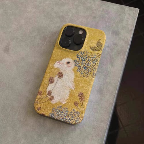 绣球花兔子新中式适用于苹果iPhone7/8/X/XR/11/12/13pro/14/15promax创意菲林小众个性男女高级艺术风手机壳