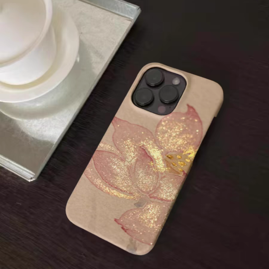 韵粉荷花新中式艺术绘画适用于苹果IPhone7/8/X/XR/11/12/13pro/14promax菲林小众国潮男女中国风手机壳
