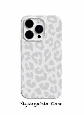 原创个性ins风灰色豹纹菲林适用iPhone16/15手机壳华为pura70小米14/15畅享70软vivoS19硬iqooneo9苹果14