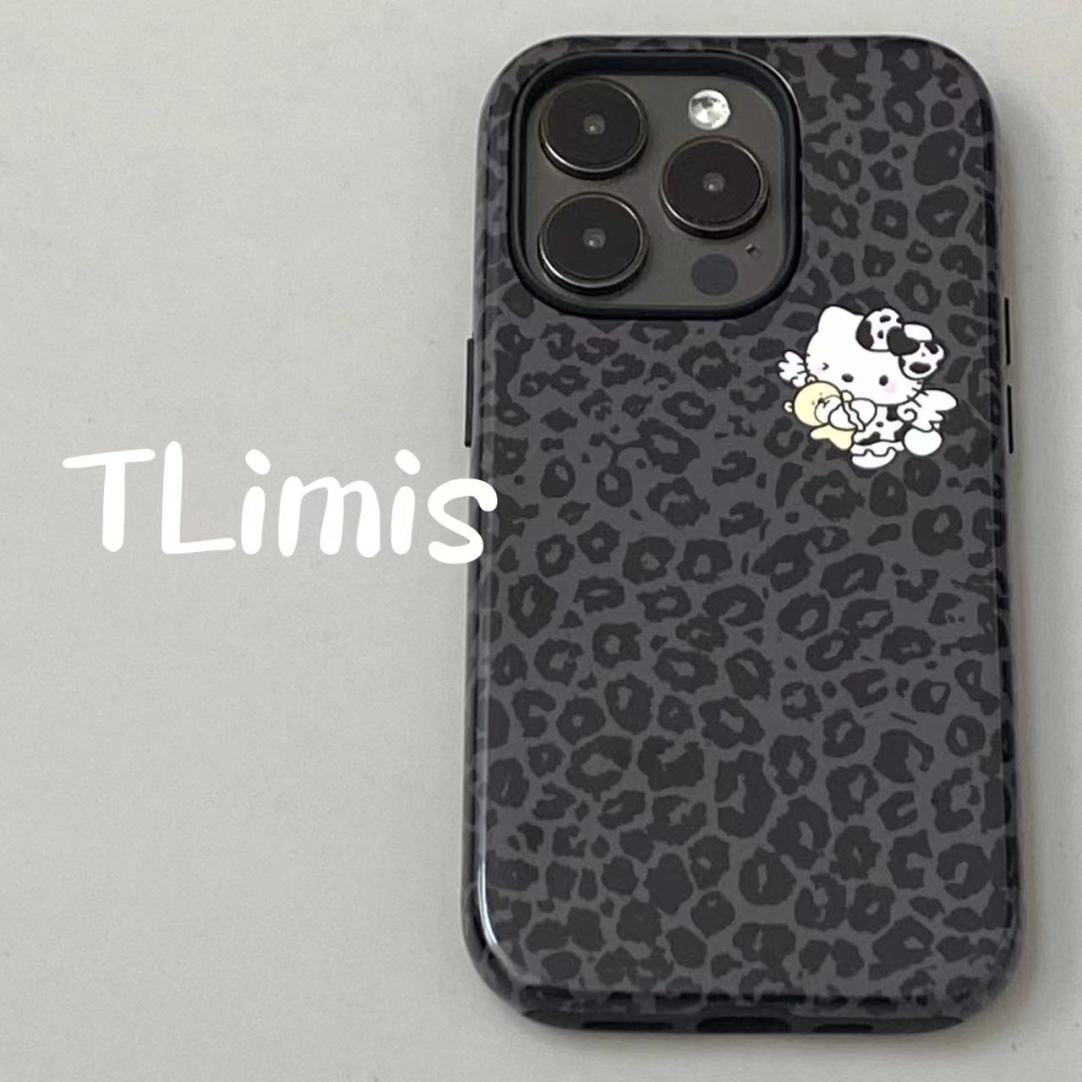 暗豹纹凯蒂猫适用苹果iphone16原创手机壳15pro高级感14/14pro可爱12/13二合一菲林壳手感11情侣款全包保护壳
