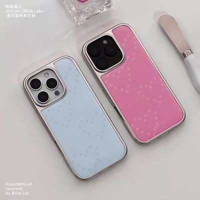 ins风复古粉色爱心银边适用苹果17promax滴胶手机壳iphone16pro新款1314pro创意15pro全包防摔手机套高级感