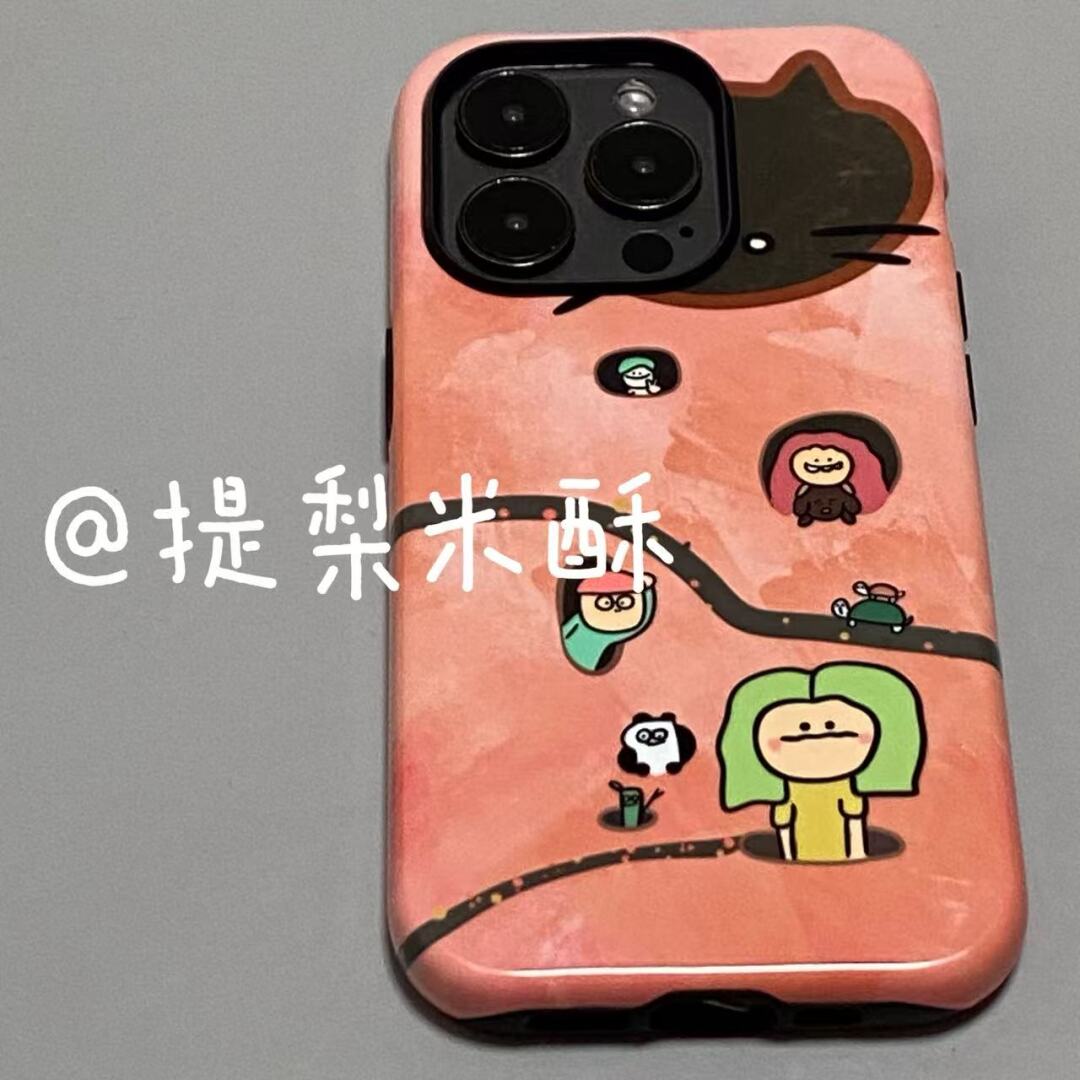 ins猫洞小朋友适用iphone17苹果手机壳16pro防摔13promax15菲林二合一14Pro小米华为荣耀OPPOvivo11Xsma防摔