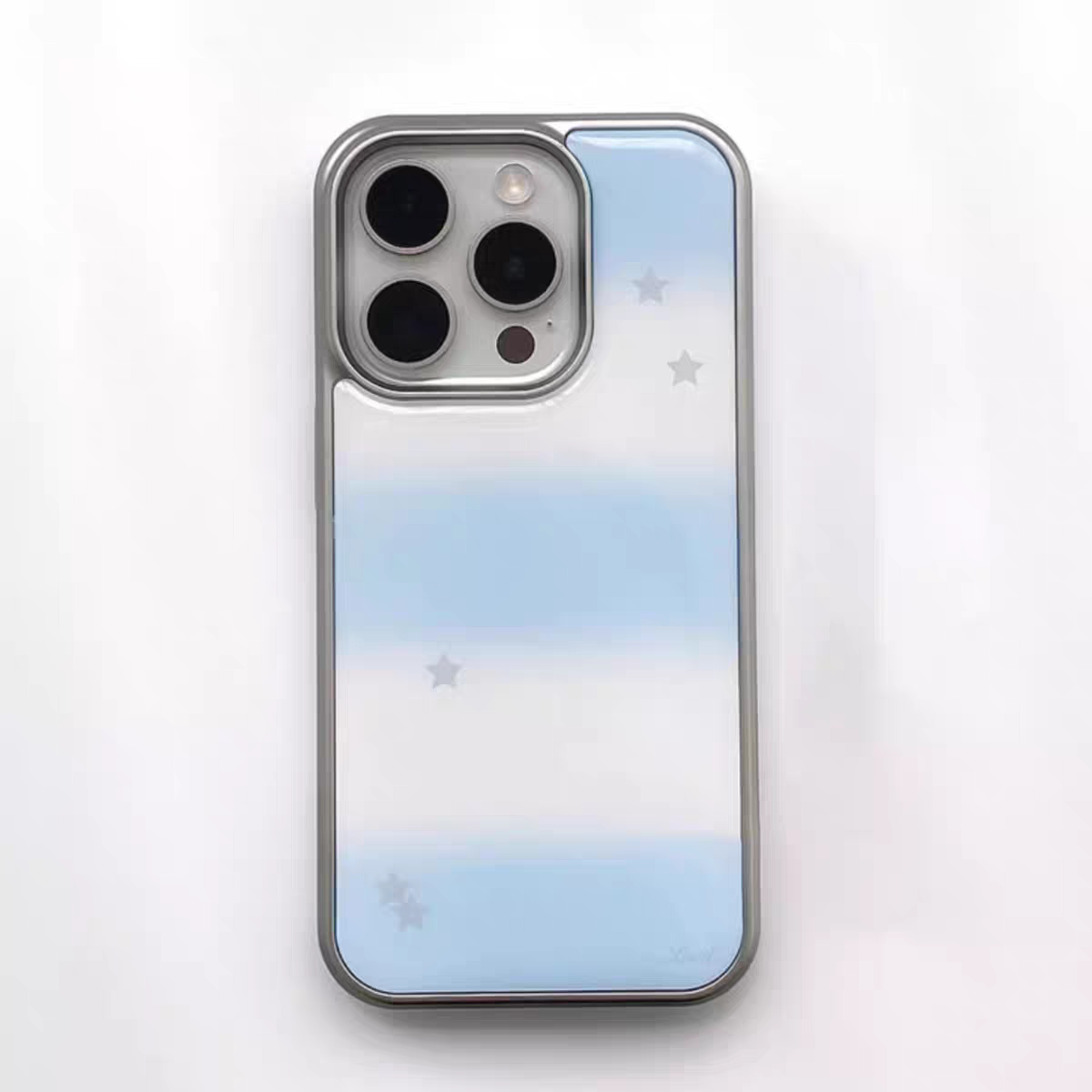 渐变清新条纹情侣款银边适用苹果17promax滴胶手机壳iphone16pro新款1314pro创意15pro全包防摔手机套高级感