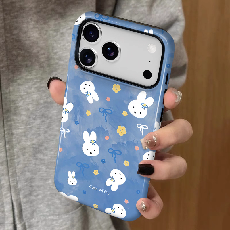 蓝底领结米兔适用iPhone16promax苹果17小米15新款