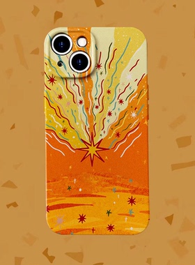 BOOM！橙色系流星碰撞菲林适用iPhone15/14promax手机壳OPPOreno7华为pura70vivos19软IQOONEO9硬红米k70pro