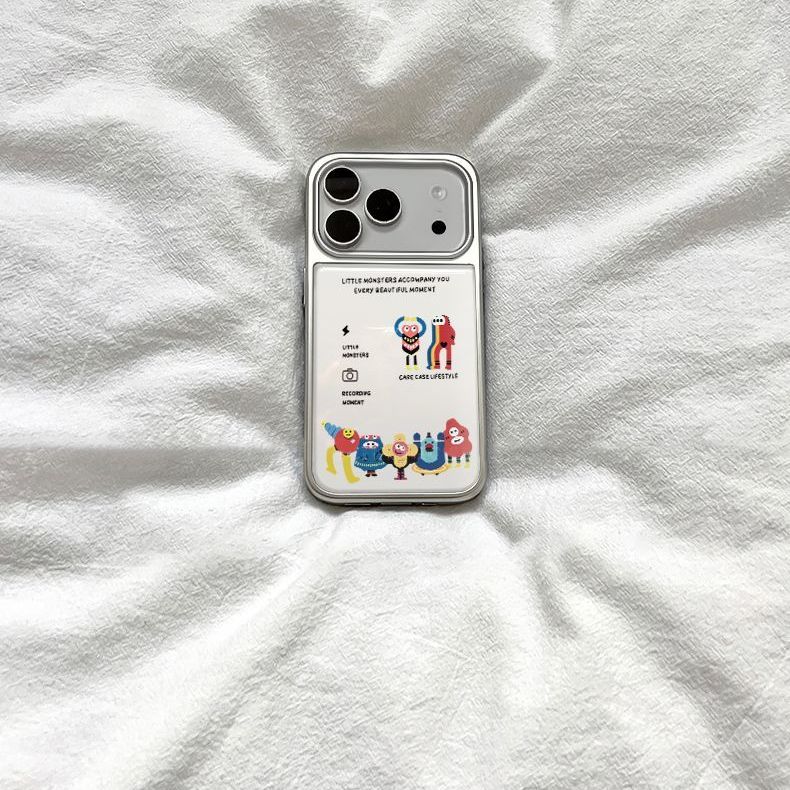 ins卡通字母怪兽韩系电镀银边适用苹果小米iPhone17promax手机壳16pro14Pro保护套华为mate60P70三星S23软壳