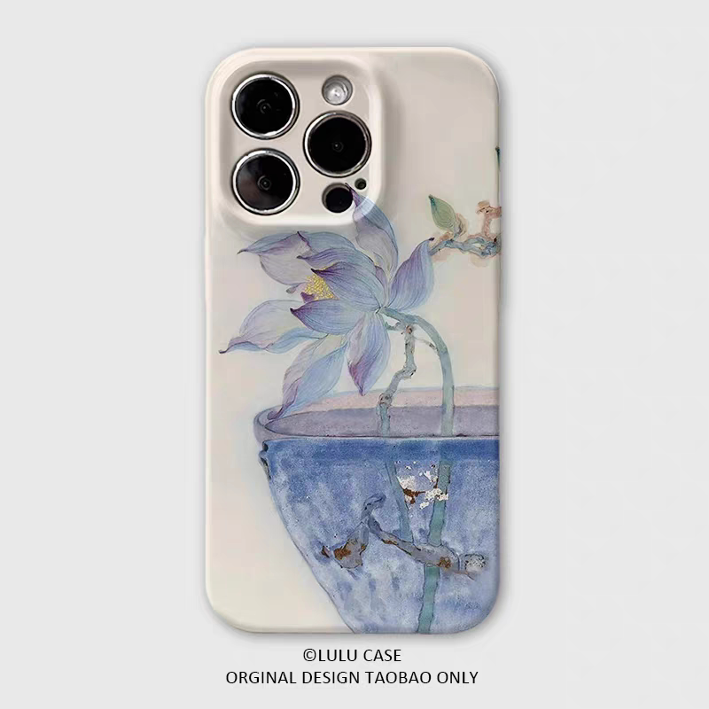 适用于iPhone16Promax艺术满池紫莲15promax手机壳14pro国潮xr彩绘12软壳11高级感15plus小众苹果13promax