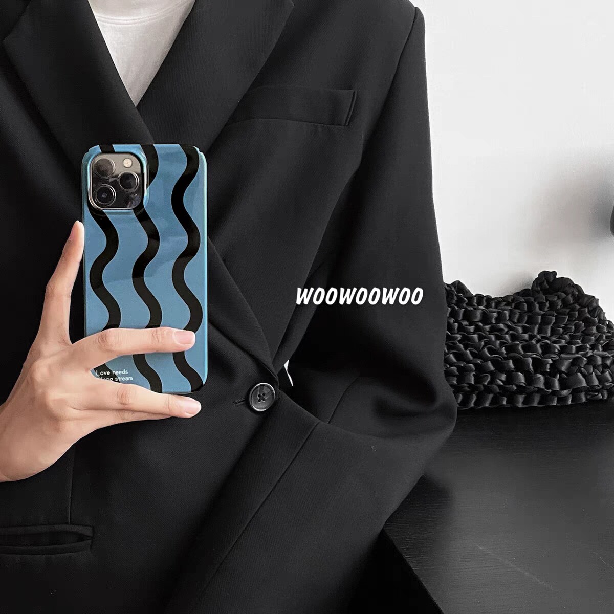 韩国复古波浪条纹适用于苹果15promax手机壳iPhone13个性菲林11高级感12华为mate60小米14plus原创不撞壳新款