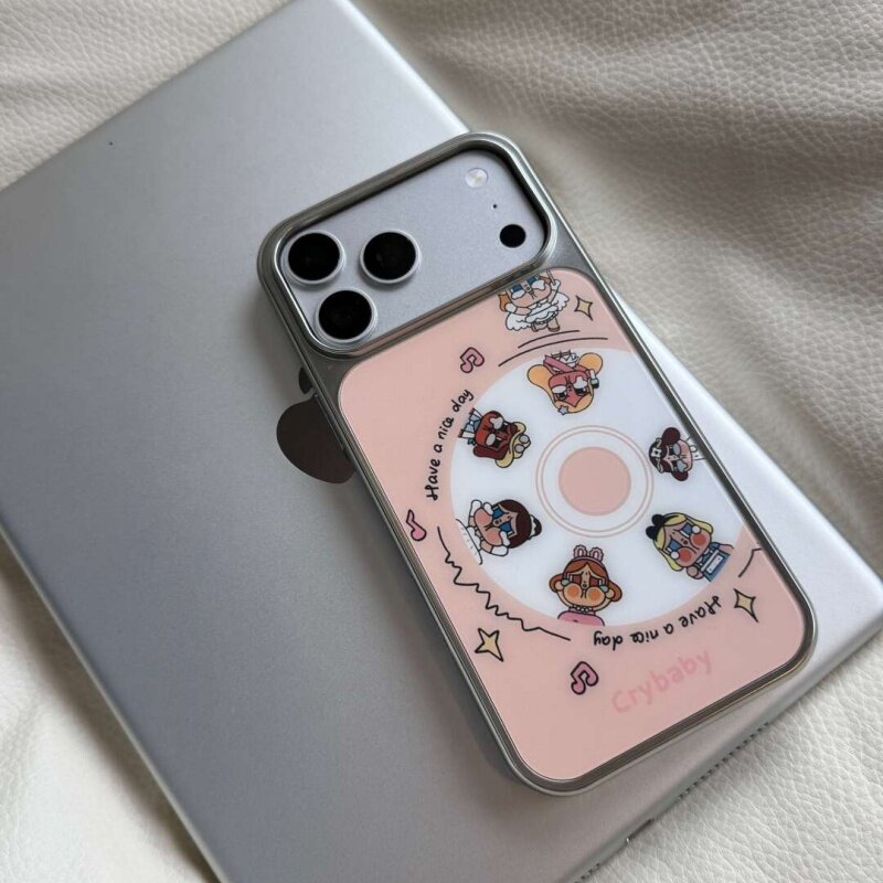 ins风复古哭哭CD唱片电镀银磁吸适用苹果iPhone17promax手机壳1615pro小米1415Pro华为mate60p70三星S23防摔