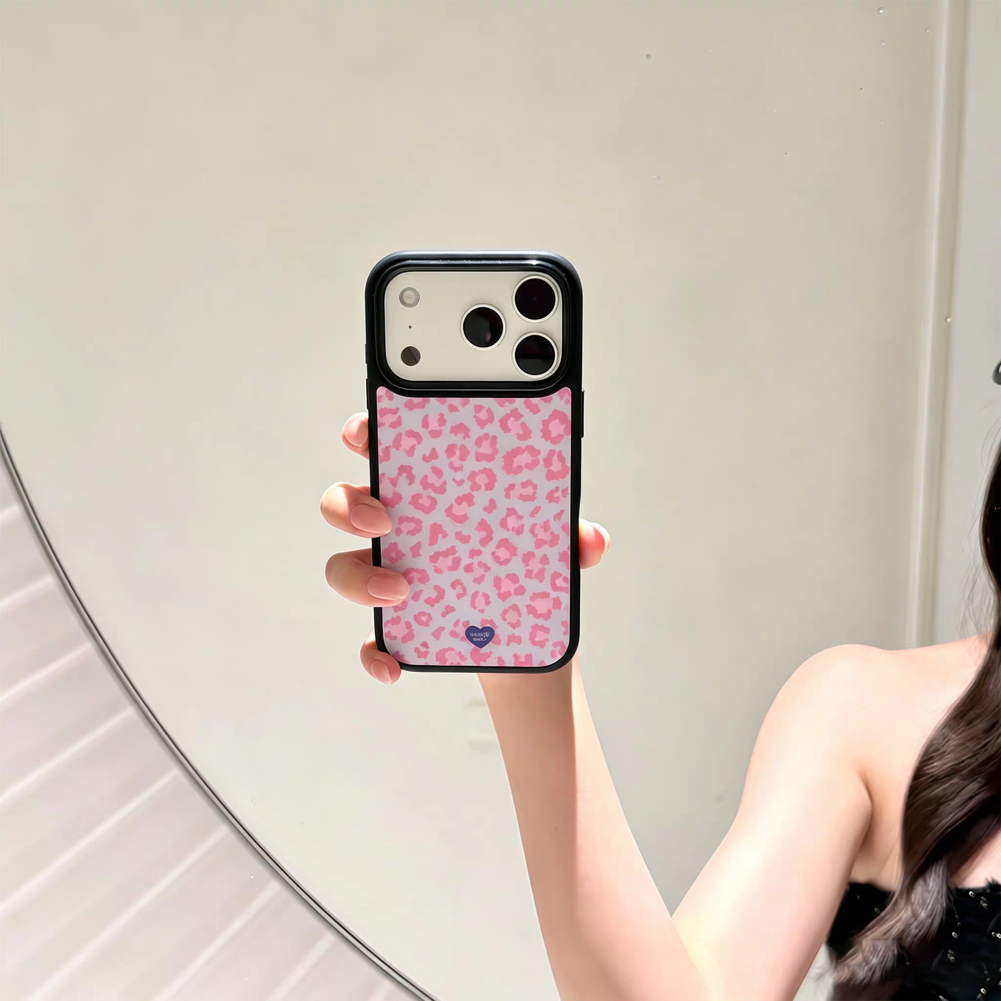 ins韩系甜酷千禧风辣妹豹纹黑边壳适用苹果iPhone17promax手机壳16pro小米15Pro保护套华为mate60P70荣耀oppo