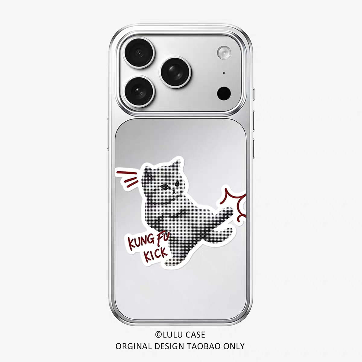 ins风复古功夫酷猫镜面手机壳适用苹果iPhone17promax手机壳软边16防摔15原创小米141312/11华为mate60P780