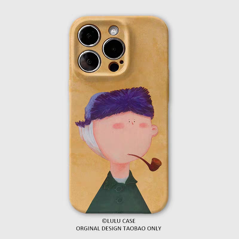 适用于iPhone16Promax叼着烟斗的梵高15pro手机壳