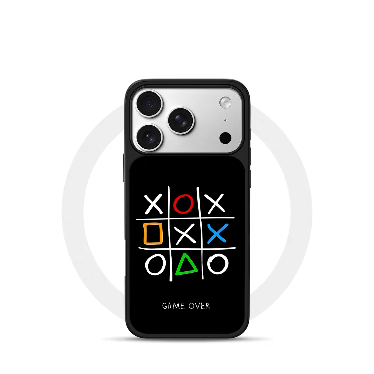 ins风复古游戏结束电镀银黑边适用苹果iPhone17promax手机壳16pro小米15Pro保护套华为mate80P70三星S23软壳
