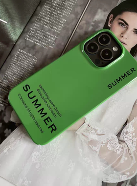 原创个性ins风荧光绿色字母适用于苹果15promax手机壳iPhone13个性菲林11高级感12华为mate60小米14plus简约