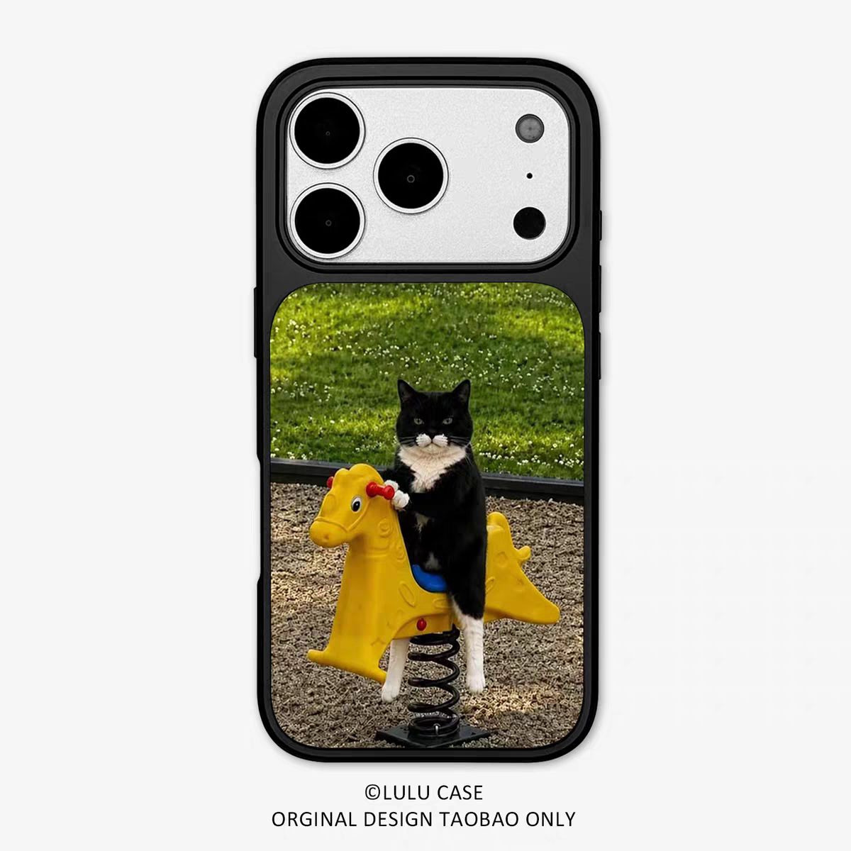 ins风猫的游乐时刻电镀银黑边适用苹果iPhone17promax手机壳16pro小米15Pro保护套华为mate80P70三星S23软壳
