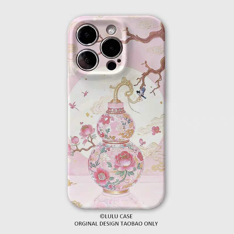 适用于iPhone16Promax国潮桃花葫芦苹果15pro手机壳14pro中式xr创意12软壳11高级感15plus小众苹果13promax