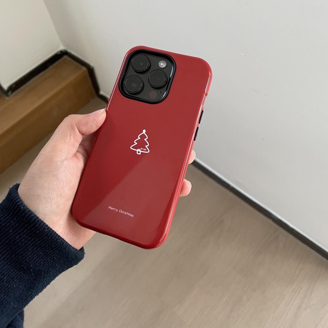红一棵圣诞树适用iphone15苹果手机壳16pro防摔13promax12菲林二合一14Pro小米华为荣耀OPPOvivo11Xsma78防摔