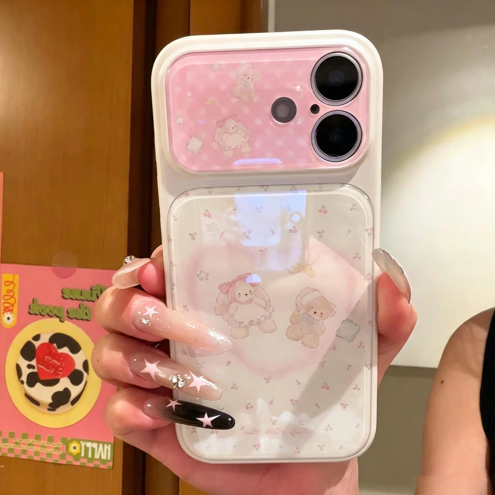 少女粉ins樱桃爱心兔子小熊对手机壳适用苹果17promax手机壳iPhone16高级感光面肤感壳15plus创意14pro13防摔