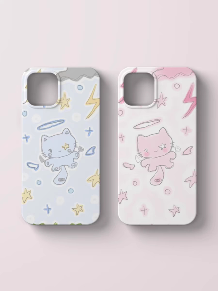 个性小猫情侣手机壳适用iPhone15promax苹果14菲林Y2K可爱13女生12闺蜜11辣妹XS/XR硬壳vivo华为oppo小米14
