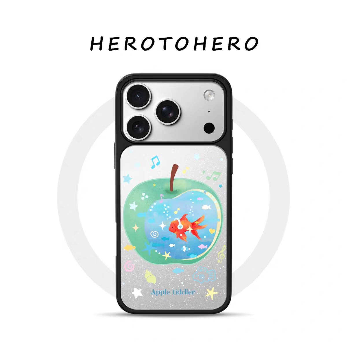 ins个性苹果小金鱼电镀银黑边适用苹果iPhone17promax手机壳16pro小米15Pro保护套华为mate60P70三星S23软壳