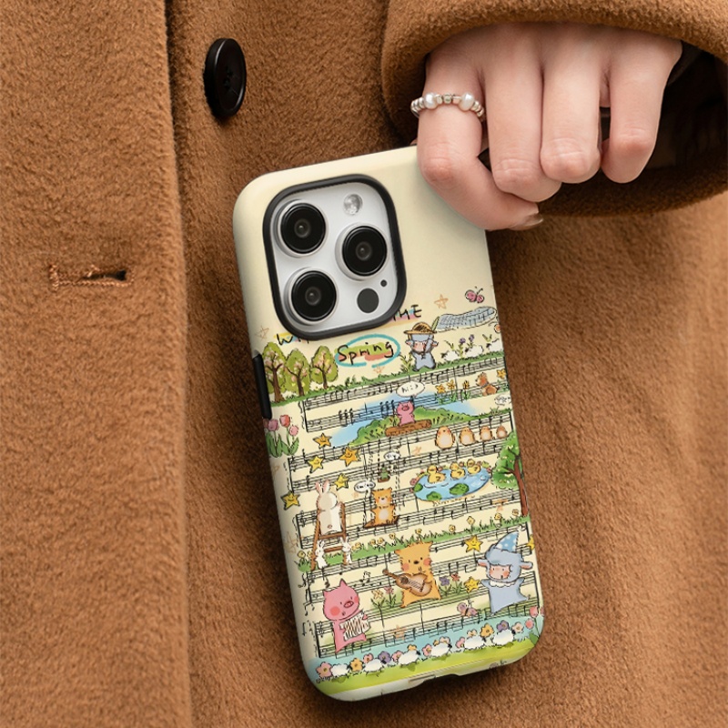 动物音乐会可爱适用iphone15苹果手机壳16pro防摔13promax12菲林二合一14Pro小米华为荣耀OPPOvivo11Xsma防摔