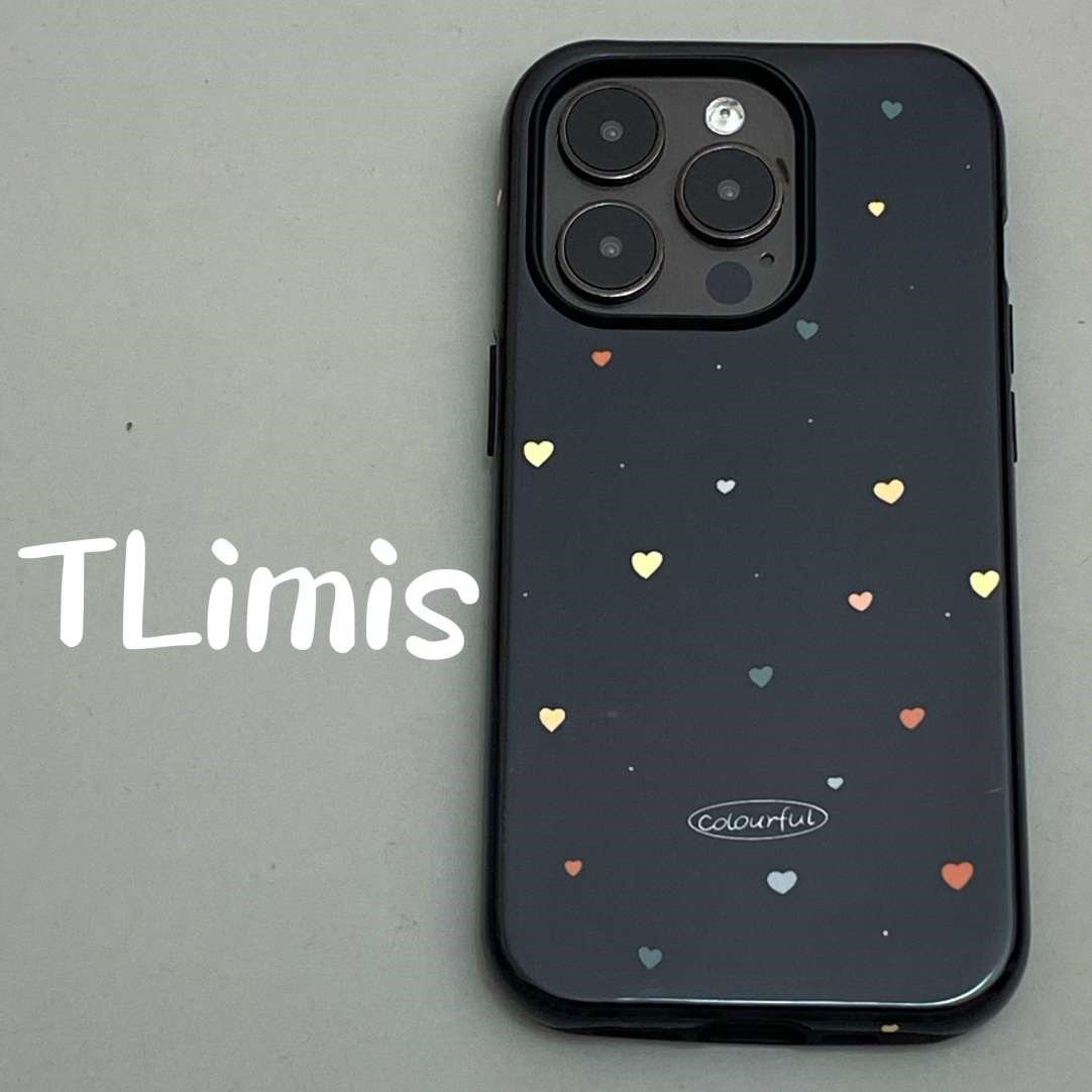 适用多彩小爱心个性韩国菲林壳二合一苹果16promax手机壳iPhone15新款14promax磨砂13pro高级13防摔12保护壳