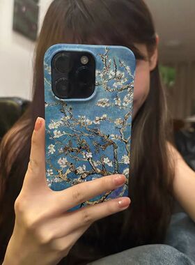 艺术小众适用于苹果15promax手机壳iPhone13个性菲林11高级感12华为mate60小米14plus小创梵高绘画白色杏花xs