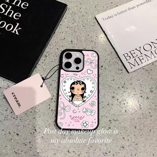 ins可爱爱心玉儿黑边软壳适用苹果iPhone17promax手机壳15pro小米14Pro保护套华为mate60P70防摔三星S23防摔