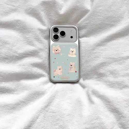 波点西高地狗韩系新款电镀银边适用苹果iPhone17promax手机壳16pro小米14Pro保护套华为mate60P70三星S23软壳