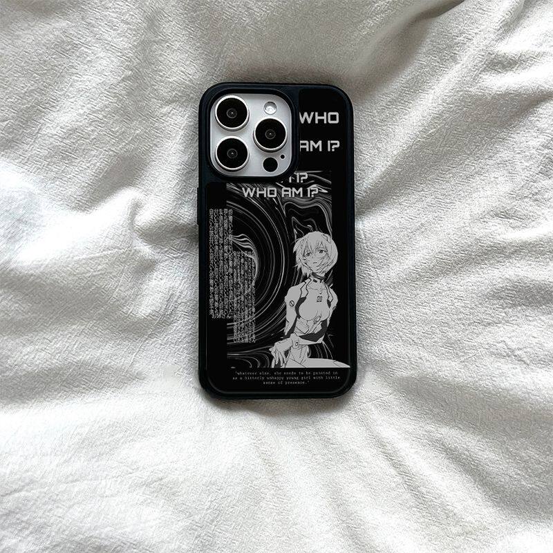 ins暗黑卡通绫波丽亚克力黑边适用苹果iPhone16promax手机壳15pro小米14Pro保护套华为mate60P70防摔三星S23