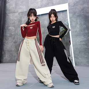 尼恩家儿童街舞女童罩衫上衣两件套爵士舞服套装长袖表演出潮jazz