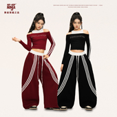 上衣运动裤 尼恩家女童爵士舞套装 假两件烫钻长袖 儿童街舞表演出服