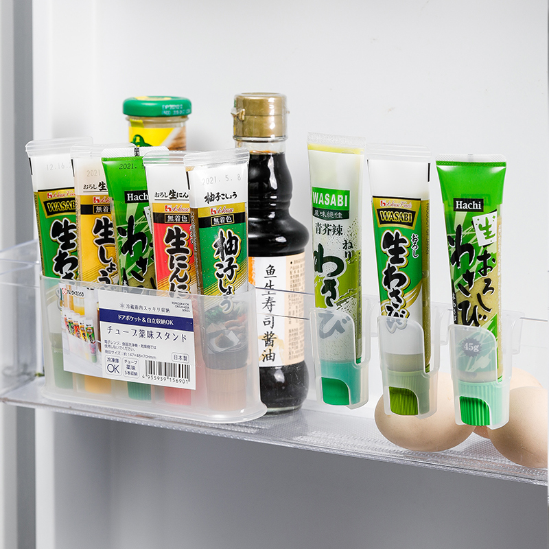 日本进口冰箱侧门调料包收纳盒挂式芥末酱置物架酱包迷你分类盒子