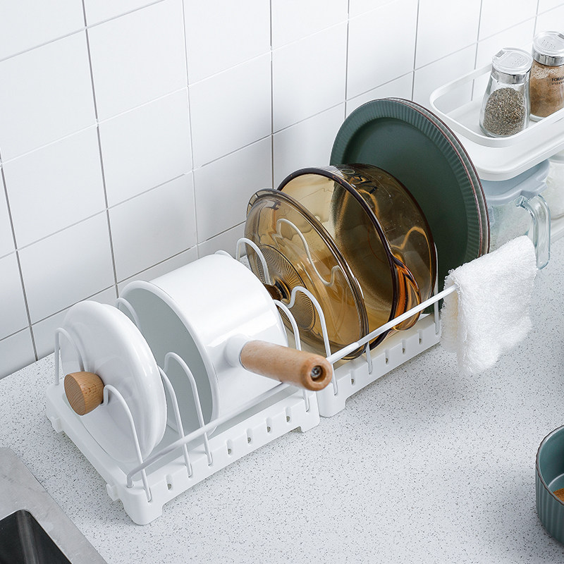 日本进口锅具收纳架厨房用品沥水置物架家用锅盖平底锅汤锅收纳架