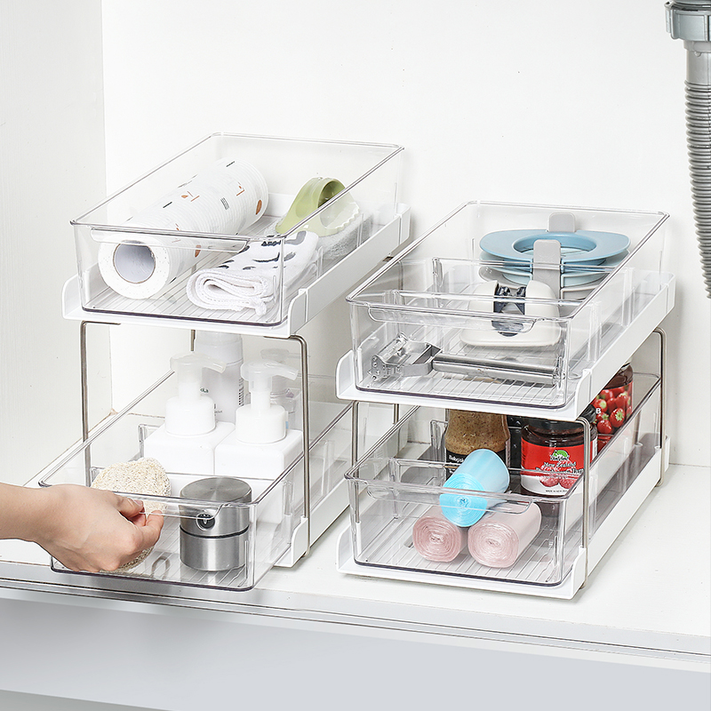 抽屉式调味瓶罐分格透明整理架