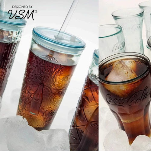 西班牙VSM密封吸管杯可乐果汁冷饮杯北欧透明加厚复古果茶玻璃杯