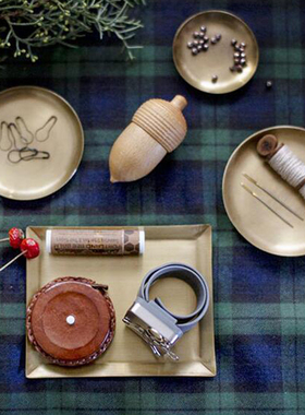 日本Fog linen work加厚黄铜盘子甜点水果盘家用进口铜盘托盘铜器