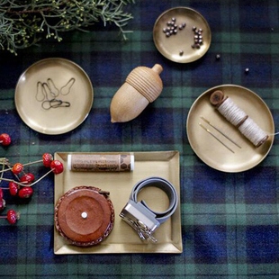 日本Fog work加厚黄铜盘子甜点水果盘家用进口铜盘托盘铜器 linen