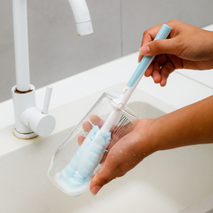 日本可折叠加长去污瓶刷器长柄家用杯刷清洁杯子海绵刷强力清洁刷