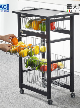 意大利进口DLAC多层果蔬置物架厨房收纳架榉木整理推车零食整理架