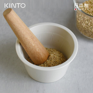 姜蒜捣泥神器宝宝辅食研磨碗手动捣蒜器 日本进口KINTO陶瓷磨泥碗