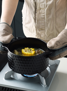 简家易居硅胶棉布两面烘焙加厚微波炉隔热手套耐高温防烫夹手套