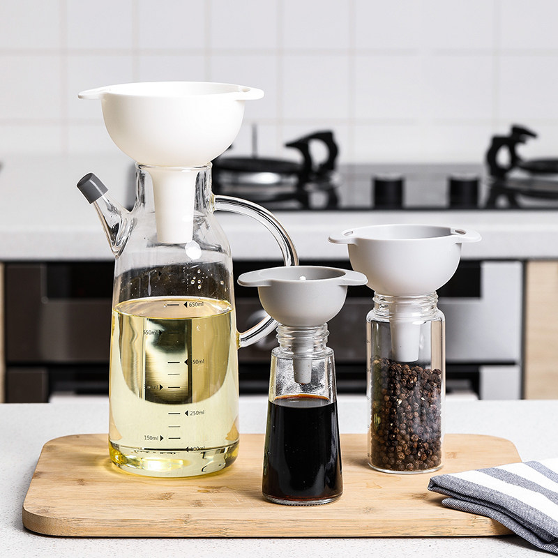 日本四合一漏斗家用大小口径过滤网分装器厨房倒酒液体分液器油漏