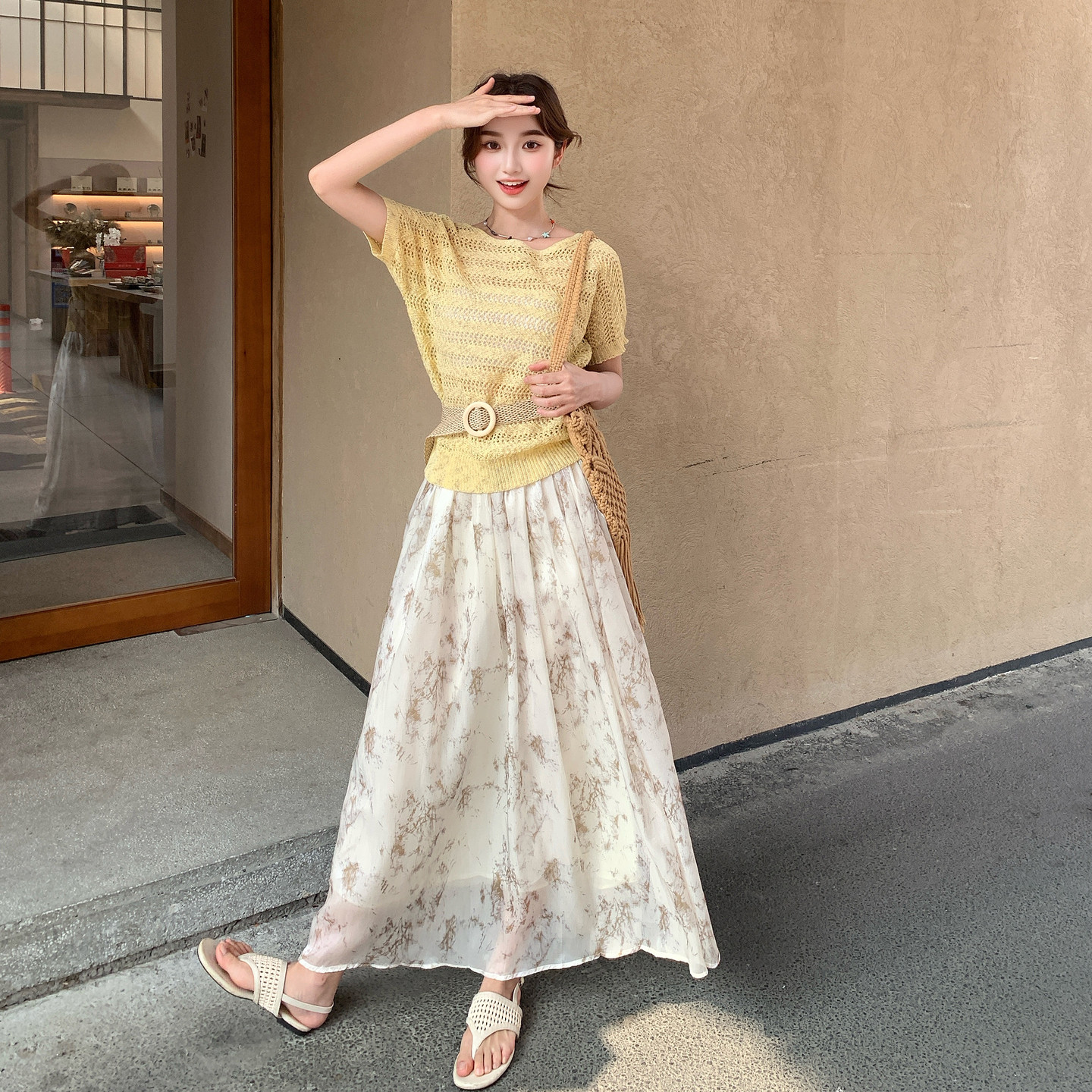 2026夏季新款温柔针织上衣+碎花半身裙6103-P165-K268,女装职业装,浙宝115