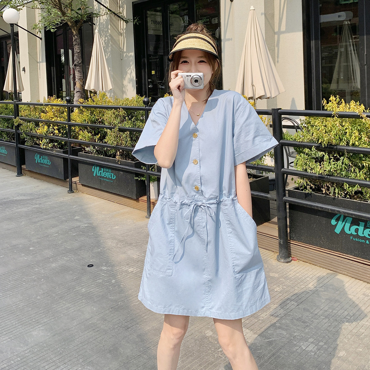 现货夏装新款百搭抽绳连衣裙H897-P105-K158,女装连衣裙,浙宝115