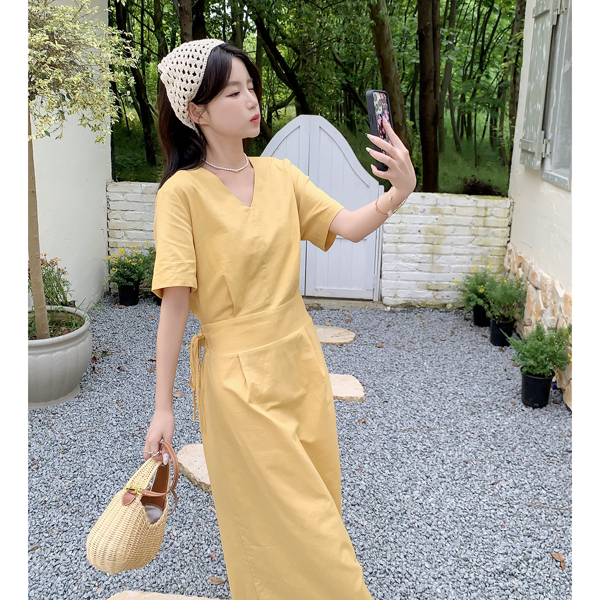 ！夏装上新2026新款韩版百搭收腰系带连衣裙H910-P120-K178,女装连衣裙,浙宝115