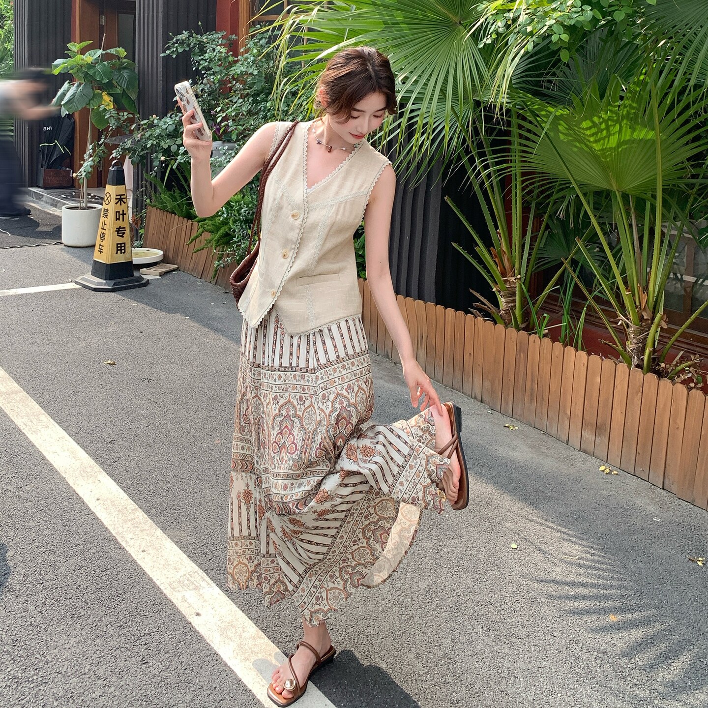 2026夏季新款民族风印花两件套套裙6105-P180-K288,女装职业装,浙宝115